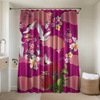 Hawaiian and Japanese Culture Together Bathroom Set Pink Ohia Lehua Plumeria and Sakura Blooming LT03 Shower Curtain Only Pink - Polynesian Pride