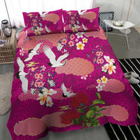 Hawaiian and Japanese Culture Together Bedding Set Pink Ohia Lehua Plumeria and Sakura Blooming LT03 - Polynesian Pride