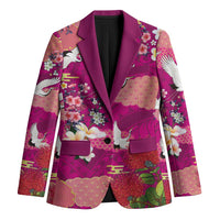 Hawaiian and Japanese Culture Together Blazer Pink Ohia Lehua Plumeria and Sakura Blooming LT03 Unisex Pink - Polynesian Pride