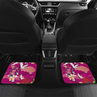 Hawaiian and Japanese Culture Together Car Mats Pink Ohia Lehua Plumeria and Sakura Blooming LT03 Set 2pcs - Back Pink - Polynesian Pride