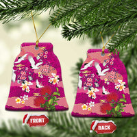 Hawaiian and Japanese Culture Together Ceramic Ornament Pink Ohia Lehua Plumeria and Sakura Blooming LT03 Bell Flake Pink - Polynesian Pride