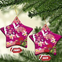 Hawaiian and Japanese Culture Together Ceramic Ornament Pink Ohia Lehua Plumeria and Sakura Blooming LT03 Star Pink - Polynesian Pride