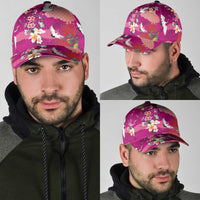 Hawaiian and Japanese Culture Together Classic Cap Pink Ohia Lehua Plumeria and Sakura Blooming LT03 - Polynesian Pride