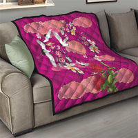 Hawaiian and Japanese Culture Together Quilt Pink Ohia Lehua Plumeria and Sakura Blooming LT03 - Polynesian Pride