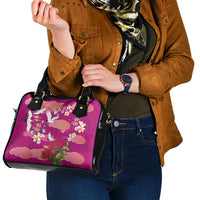 Hawaiian and Japanese Culture Together Shoulder Handbag Pink Ohia Lehua Plumeria and Sakura Blooming LT03 - Polynesian Pride