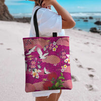 Hawaiian and Japanese Culture Together Tote Bag Pink Ohia Lehua Plumeria and Sakura Blooming LT03 - Polynesian Pride