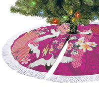 Hawaiian and Japanese Culture Together Tree Skirt Pink Ohia Lehua Plumeria and Sakura Blooming LT03 - Polynesian Pride