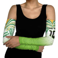 Custom Cook Islands Rugby League Arm Sleeves Tatau Tribal Motifs-Light Green Color LT03 - Polynesian Pride