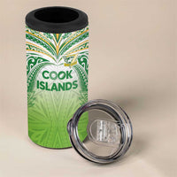 Custom Cook Islands Rugby League 4 in 1 Can Cooler Tumbler Tatau Tribal Motifs-Light Green Color LT03 - Polynesian Pride