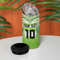 Custom Cook Islands Rugby League 4 in 1 Can Cooler Tumbler Tatau Tribal Motifs-Light Green Color LT03 - Polynesian Pride