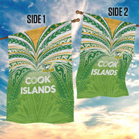 Cook Islands Rugby League Garden Flag Tatau Tribal Motifs-Light Green Color LT03 - Polynesian Pride
