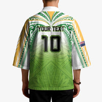 Custom Cook Islands Rugby League Kimono Tatau Tribal Motifs-Light Green Color LT03 - Polynesian Pride