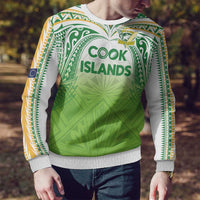 Custom Cook Islands Rugby League Ugly Christmas Sweater Tatau Tribal Motifs-Light Green Color LT03 - Polynesian Pride