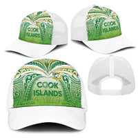 Cook Islands Rugby League Mesh Trucker Cap Tatau Tribal Motifs-Light Green Color LT03 - Polynesian Pride