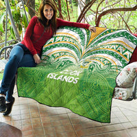 Cook Islands Rugby League Quilt Tatau Tribal Motifs-Light Green Color LT03 - Polynesian Pride