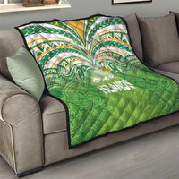 Cook Islands Rugby League Quilt Tatau Tribal Motifs-Light Green Color LT03 - Polynesian Pride