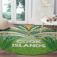 Cook Islands Rugby League Round Carpet Tatau Tribal Motifs-Light Green Color LT03 - Polynesian Pride