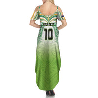 Custom Cook Islands Rugby League Summer Maxi Dress Tatau Tribal Motifs-Light Green Color LT03 - Polynesian Pride