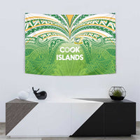Cook Islands Rugby League Tapestry Tatau Tribal Motifs-Light Green Color LT03 - Polynesian Pride
