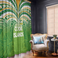 Cook Islands Rugby League Window Curtain Tatau Tribal Motifs-Light Green Color LT03 - Polynesian Pride