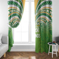 Cook Islands Rugby League Window Curtain Tatau Tribal Motifs-Light Green Color LT03 - Polynesian Pride