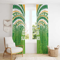 Cook Islands Rugby League Window Curtain Tatau Tribal Motifs-Light Green Color LT03 - Polynesian Pride
