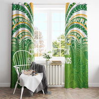 Cook Islands Rugby League Window Curtain Tatau Tribal Motifs-Light Green Color LT03 - Polynesian Pride
