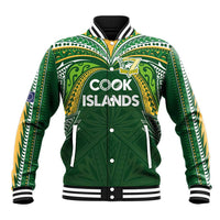 Custom Cook Islands Rugby League Baseball Jacket Tatau Tribal Motifs-Dark Green Color LT03 Unisex Green - Polynesian Pride