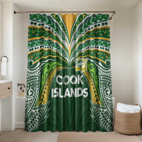 Cook Islands Rugby League Bathroom Set Tatau Tribal Motifs-Dark Green Color LT03 Shower Curtain Only Green - Polynesian Pride