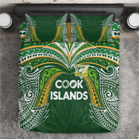 Cook Islands Rugby League Bedding Set Tatau Tribal Motifs-Dark Green Color LT03 Green - Polynesian Pride