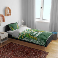 Cook Islands Rugby League Bedding Set Tatau Tribal Motifs-Dark Green Color LT03 - Polynesian Pride