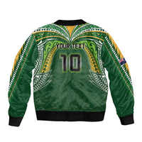 Custom Cook Islands Rugby League Bomber Jacket Tatau Tribal Motifs-Dark Green Color LT03 - Polynesian Pride