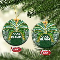Cook Islands Rugby League Ceramic Ornament Tatau Tribal Motifs-Dark Green Color LT03 Circle Green - Polynesian Pride