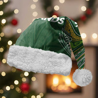 Cook Islands Rugby League Christmas Santa Hat Tatau Tribal Motifs-Dark Green Color LT03 With Fur Green - Polynesian Pride