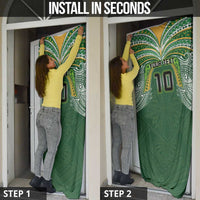 Custom Cook Islands Rugby League Door Cover Tatau Tribal Motifs-Dark Green Color LT03 - Polynesian Pride