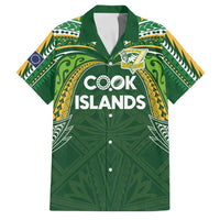 Custom Cook Islands Rugby League Family Matching Long Sleeve Bodycon Dress and Hawaiian Shirt Tatau Tribal Motifs-Dark Green Color LT03 Dad's Shirt - Short Sleeve Green - Polynesian Pride
