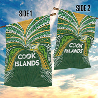 Cook Islands Rugby League Garden Flag Tatau Tribal Motifs-Dark Green Color LT03 - Polynesian Pride