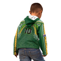 Custom Cook Islands Rugby League Kid Hoodie Tatau Tribal Motifs-Dark Green Color - Polynesian Pride