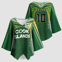 Custom Cook Islands Rugby League Kimono Sleeve Blouse Tatau Tribal Motifs-Dark Green Color LT03 - Polynesian Pride