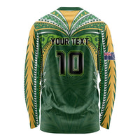Custom Cook Islands Rugby League Long Sleeve Shirt Tatau Tribal Motifs-Dark Green Color LT03 - Polynesian Pride