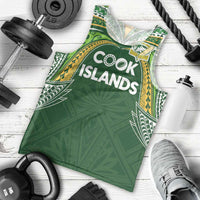Custom Cook Islands Rugby League Men Tank Top Tatau Tribal Motifs-Dark Green Color LT03 - Polynesian Pride