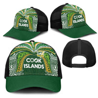 Cook Islands Rugby League Mesh Trucker Cap Tatau Tribal Motifs-Dark Green Color LT03 - Polynesian Pride