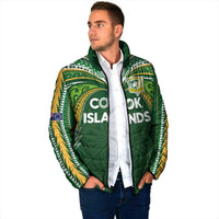 Custom Cook Islands Rugby League Padded Jacket Tatau Tribal Motifs-Dark Green Color LT03 - Polynesian Pride
