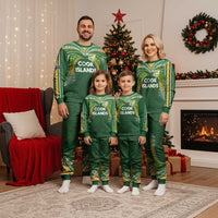 Custom Cook Islands Rugby League Christmas Pajama Set Tatau Tribal Motifs-Dark Green Color LT03 - Polynesian Pride