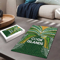 Cook Islands Rugby League Puzzle Tatau Tribal Motifs-Dark Green Color LT03 - Polynesian Pride
