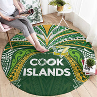 Cook Islands Rugby League Round Carpet Tatau Tribal Motifs-Dark Green Color LT03 - Polynesian Pride