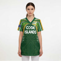 Custom Cook Islands Rugby League Scrub Top Tatau Tribal Motifs-Dark Green Color LT03 - Polynesian Pride