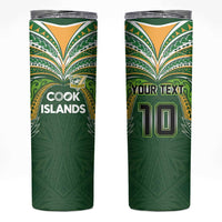 Custom Cook Islands Rugby League Skinny Tumbler Tatau Tribal Motifs-Dark Green Color LT03 Green - Polynesian Pride