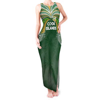 Custom Cook Islands Rugby League Tank Maxi Dress Tatau Tribal Motifs-Dark Green Color LT03 Women Green - Polynesian Pride