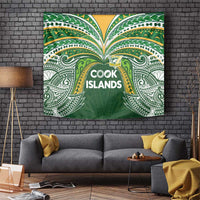 Cook Islands Rugby League Tapestry Tatau Tribal Motifs-Dark Green Color LT03 Green - Polynesian Pride